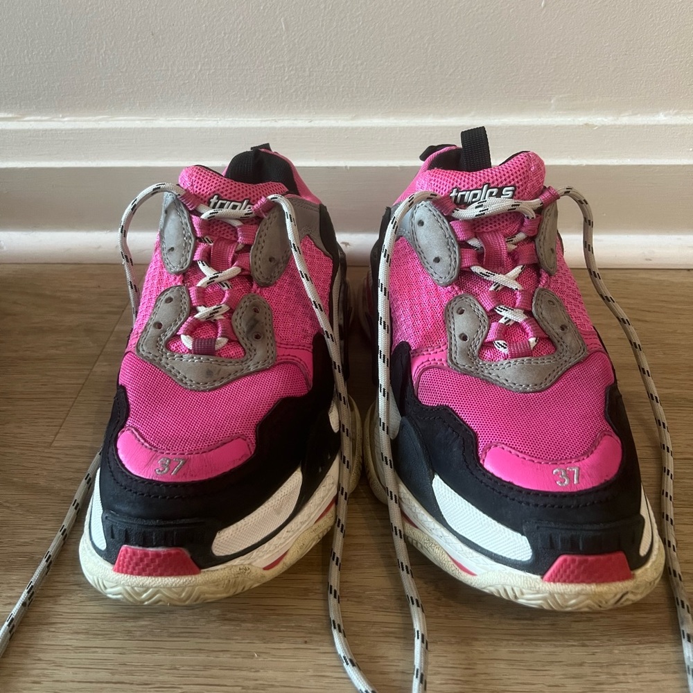 Balenciaga Womens Triple S Sneakers Pink White Grey Black